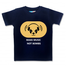 Men Round Neck Blue T-Shirt - Music not Bombs